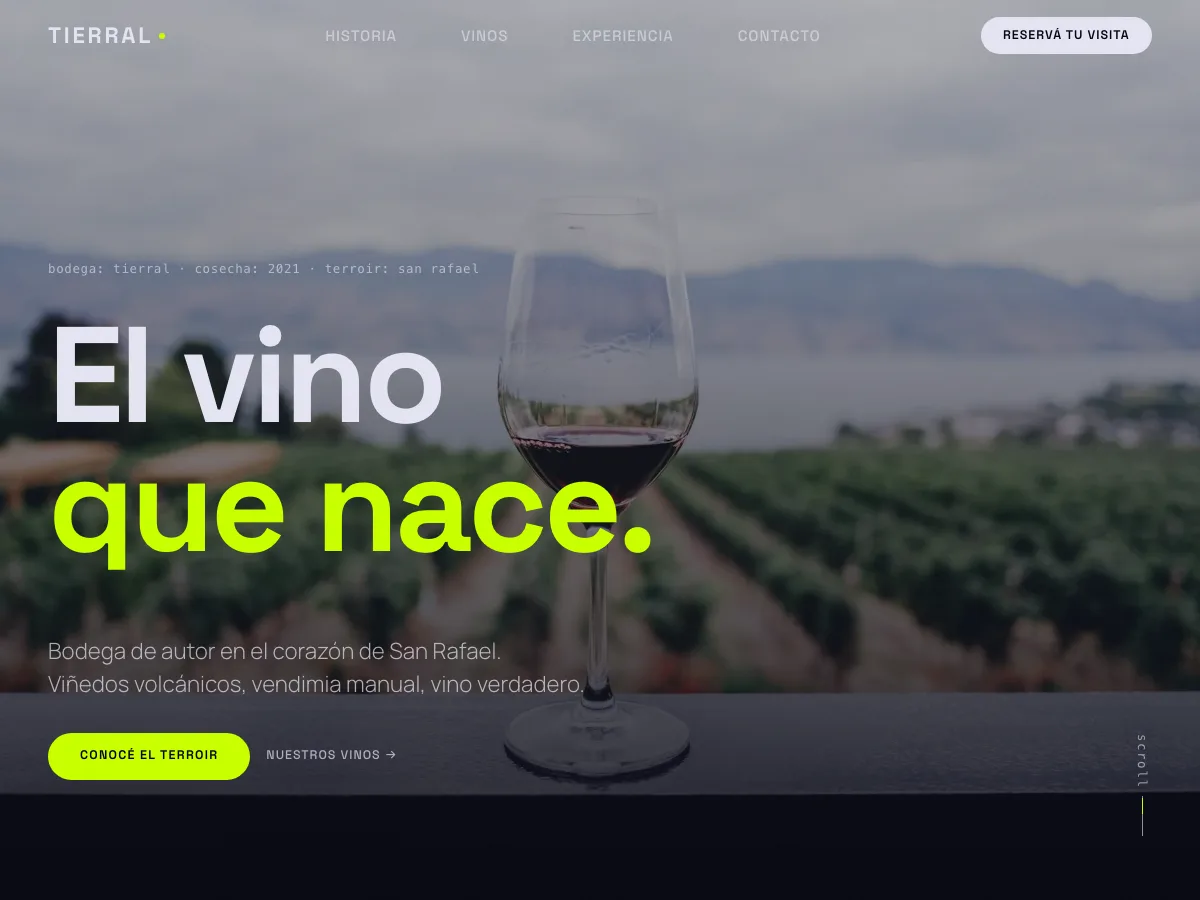 Demo Tierral — bodega, experiencia inmersiva
