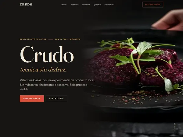 Demo de web para un restaurante: CRUDO
