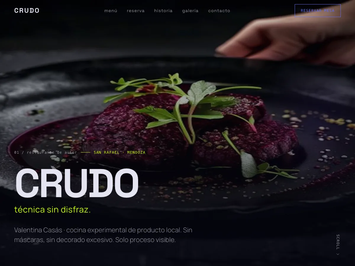 Demo CRUDO — gastronomía, cocina de autor