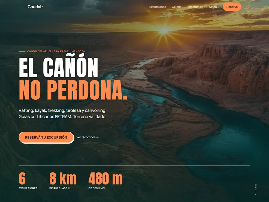 Demo de web para turismo aventura (Caudal, marca inventada)