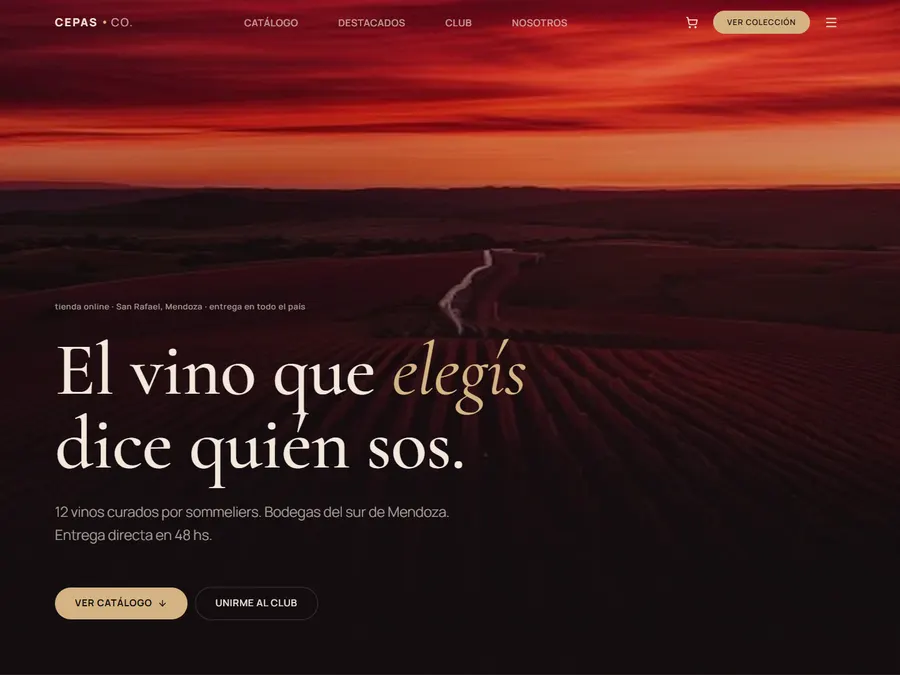 Demo de web para tienda de vinos (Cepas, marca inventada)